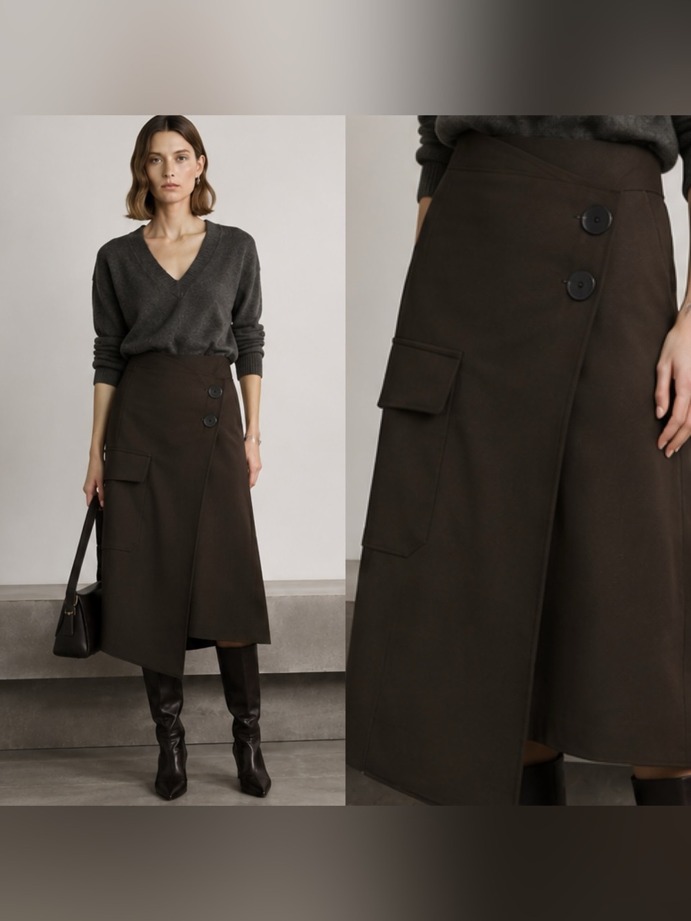 NWT MIJEONG PARK asymmetrical cargo midi wrap skirt